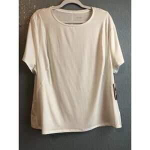 Avia Womens Shirt XXL(20) White Curved Seam Short Sleeve Activewear Top Athletic